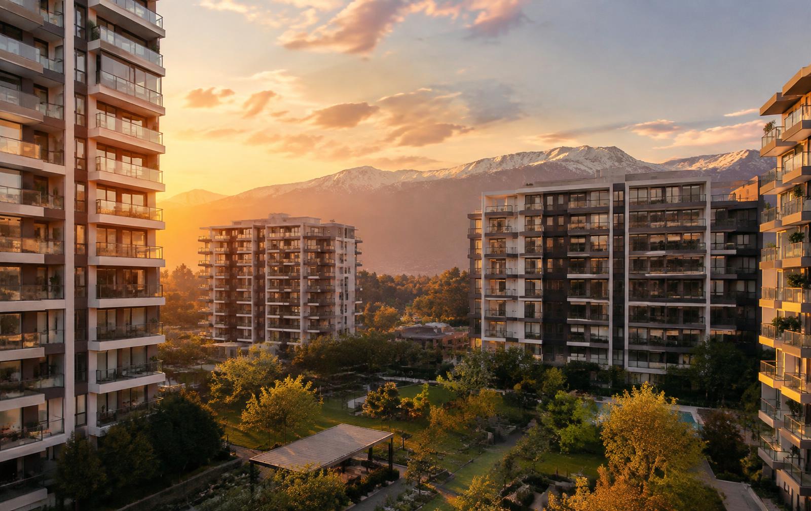 Condominio en Santiago con la cordillera al fondo